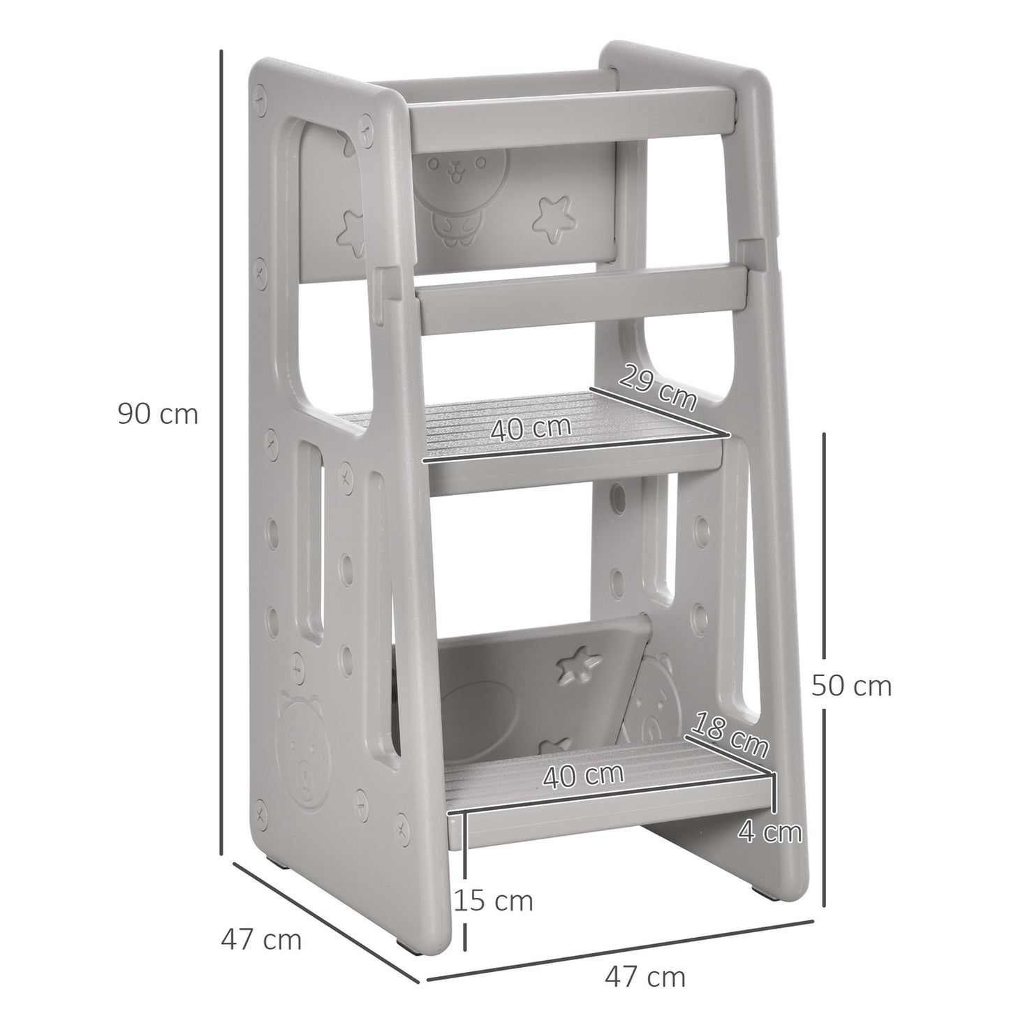 Height-adjustable Montessori Learning Tower for children