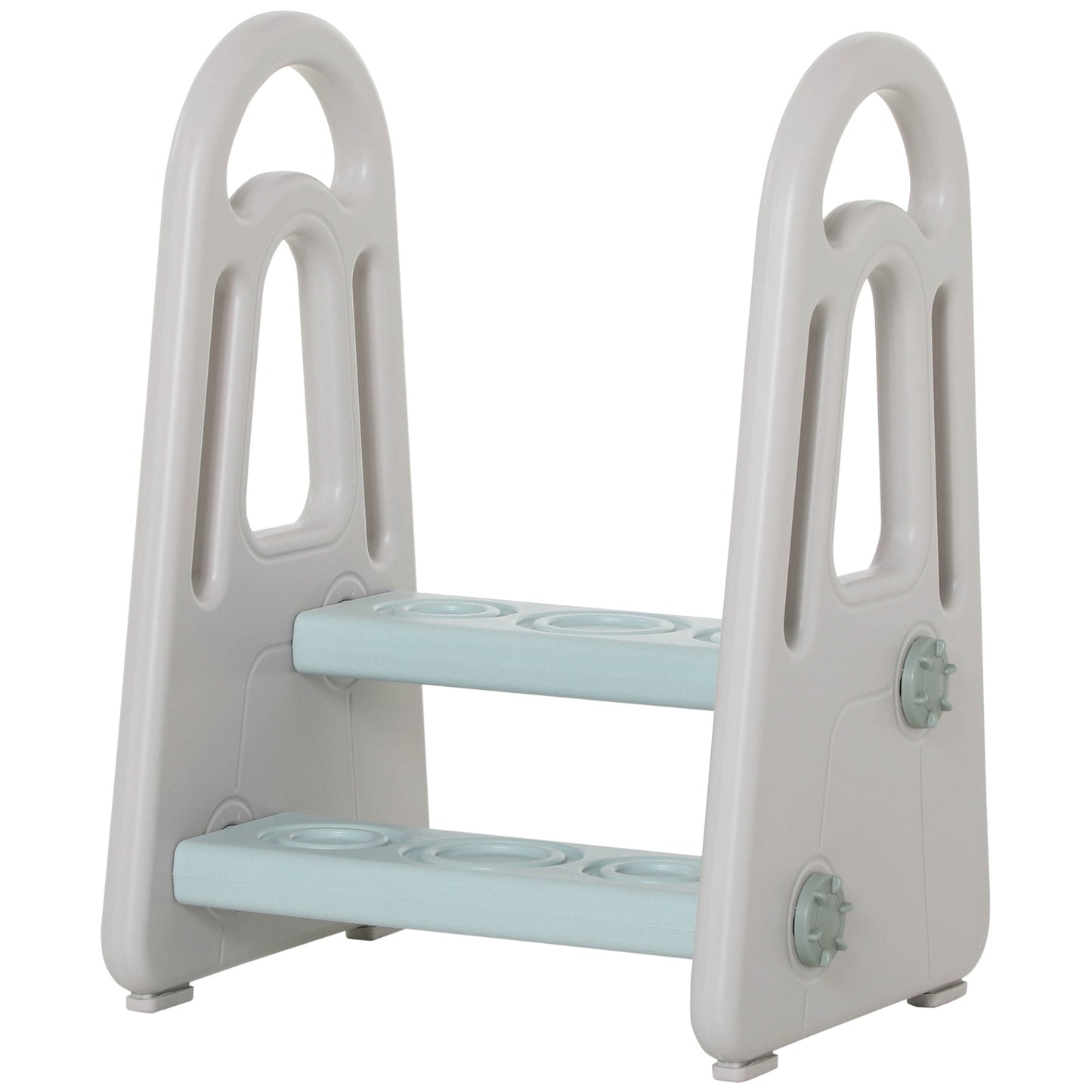 Step stool for children with safety features - blue/grey, 2 steps