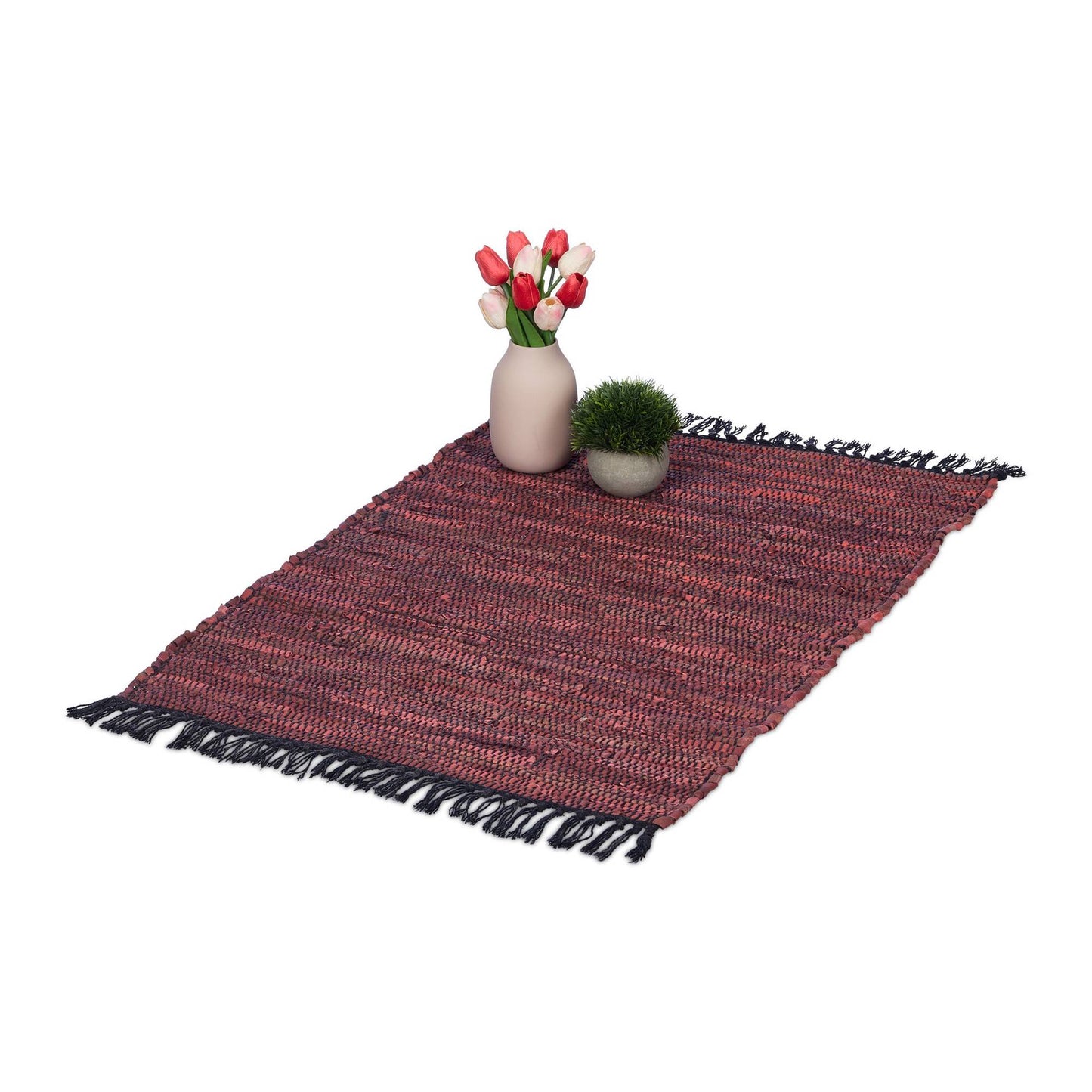 Leather & Cotton Runner Rug 60x100 cm