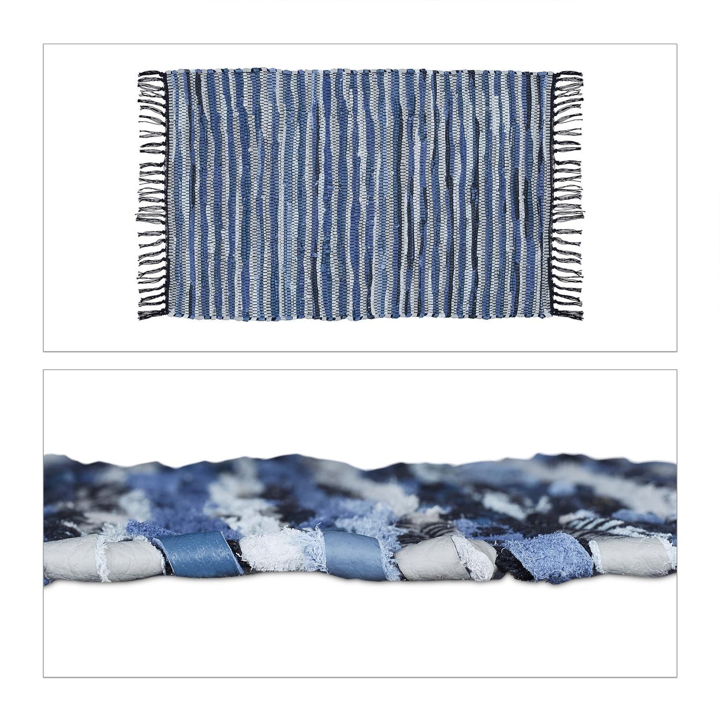 Leather & Cotton Runner Rug 60x100 cm