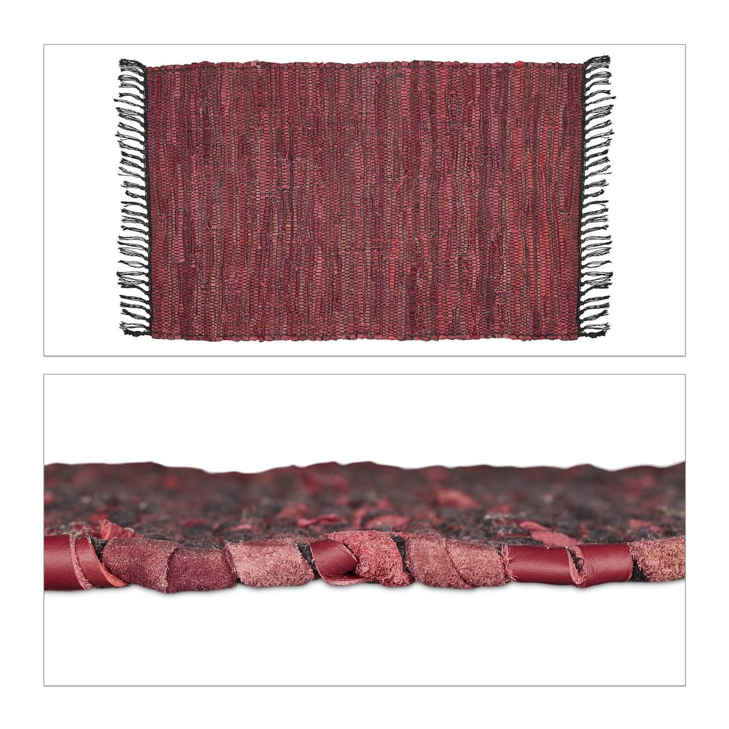 Leather & Cotton Runner Rug 60x100 cm