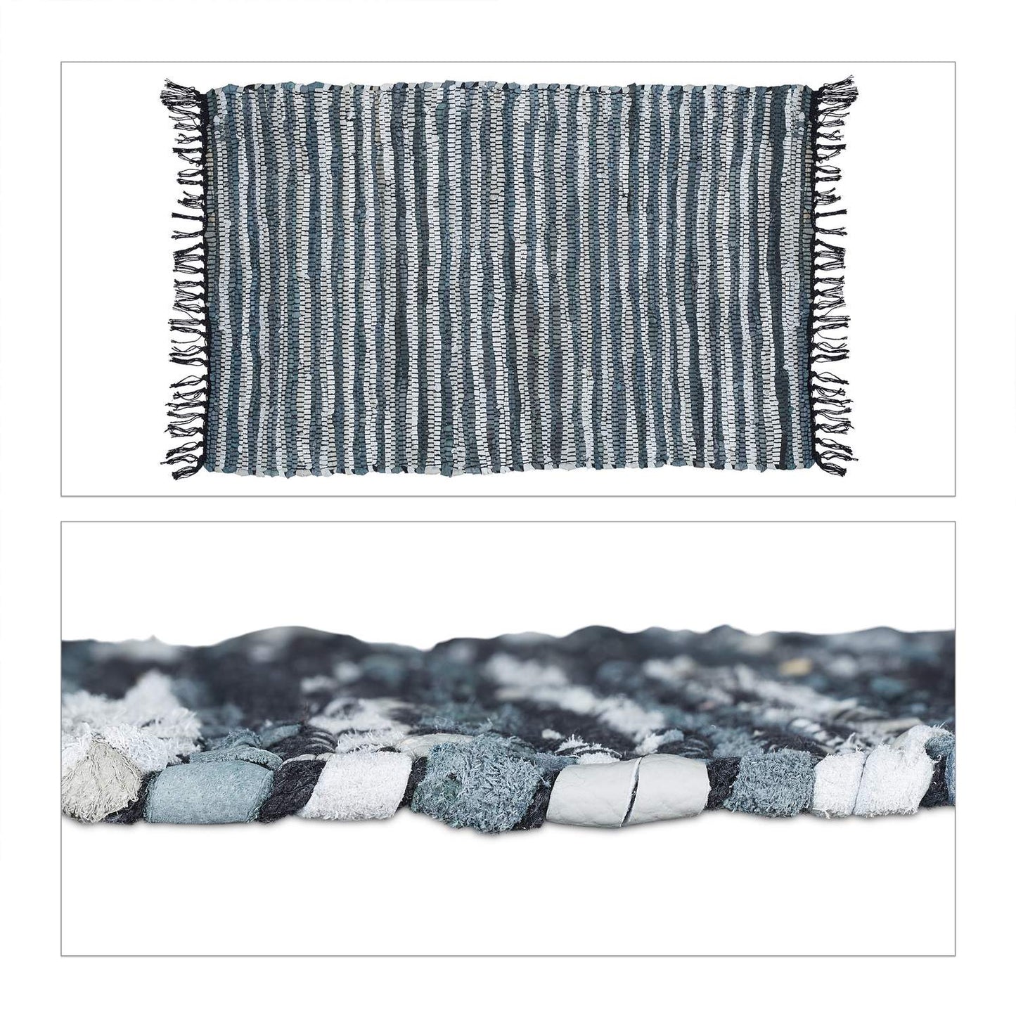 Leather & Cotton Runner Rug 60x100 cm