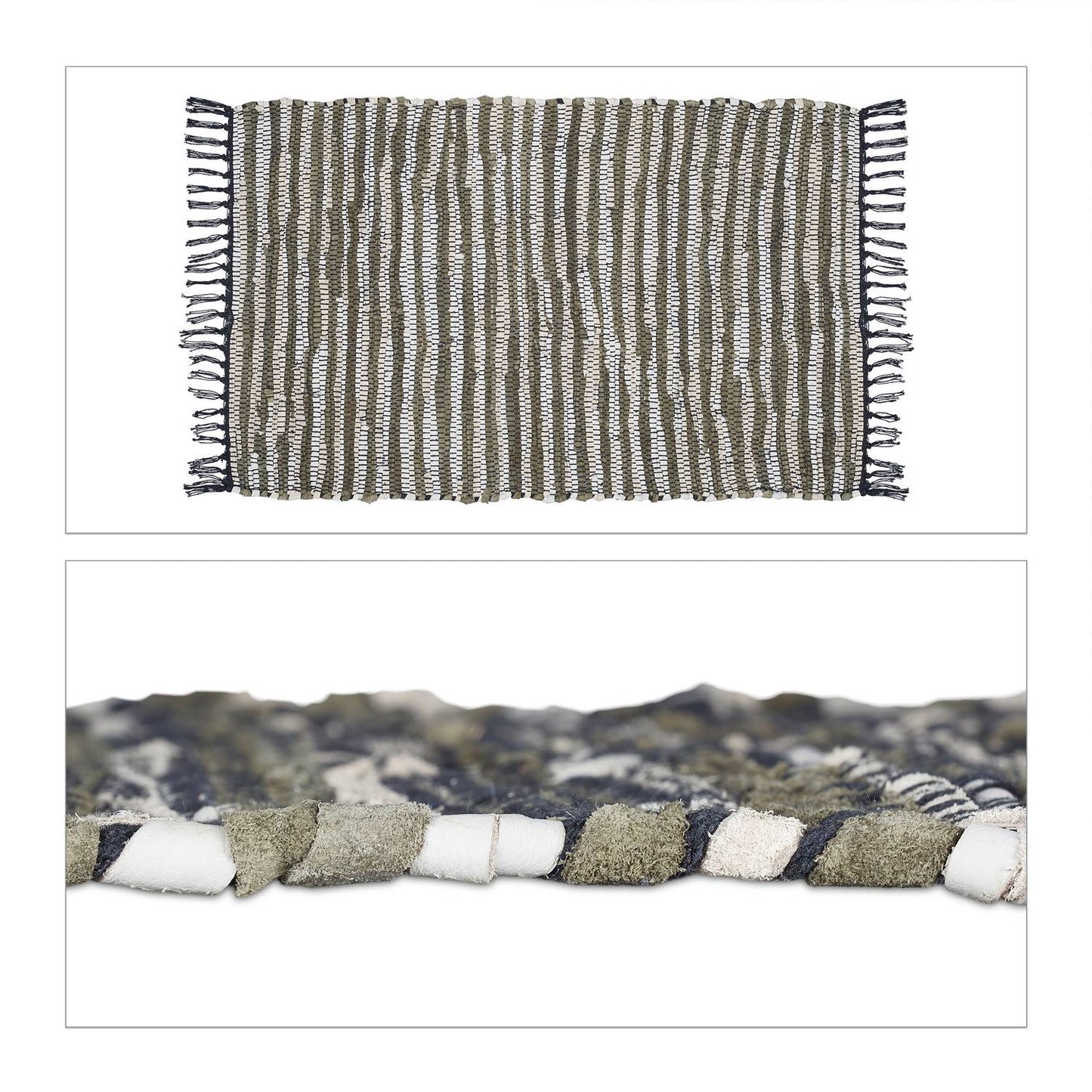 Leather & Cotton Runner Rug 60x100 cm