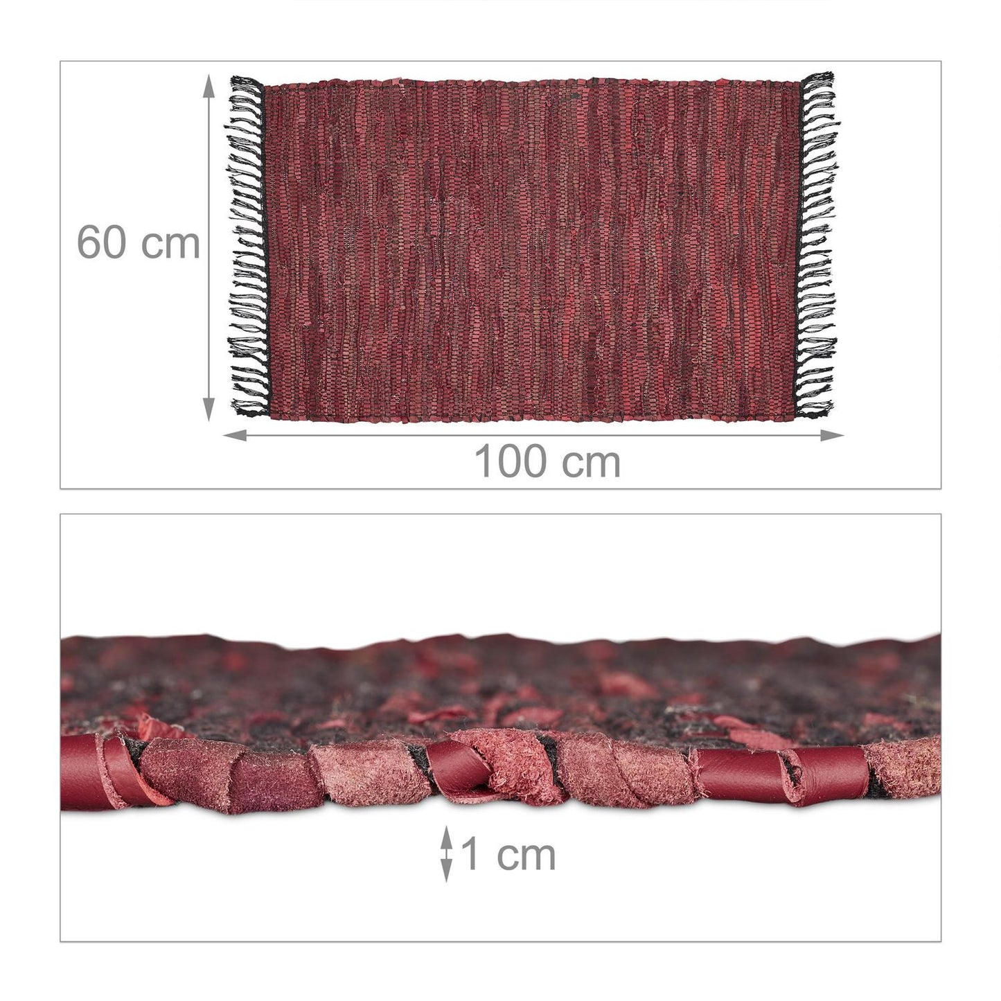 Leather & Cotton Runner Rug 60x100 cm