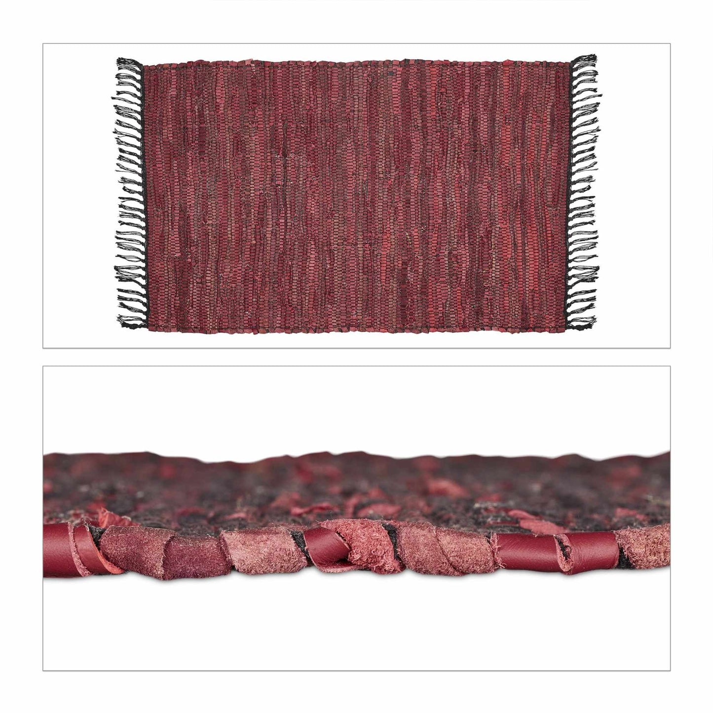 Leather & Cotton Runner Rug 60x100 cm