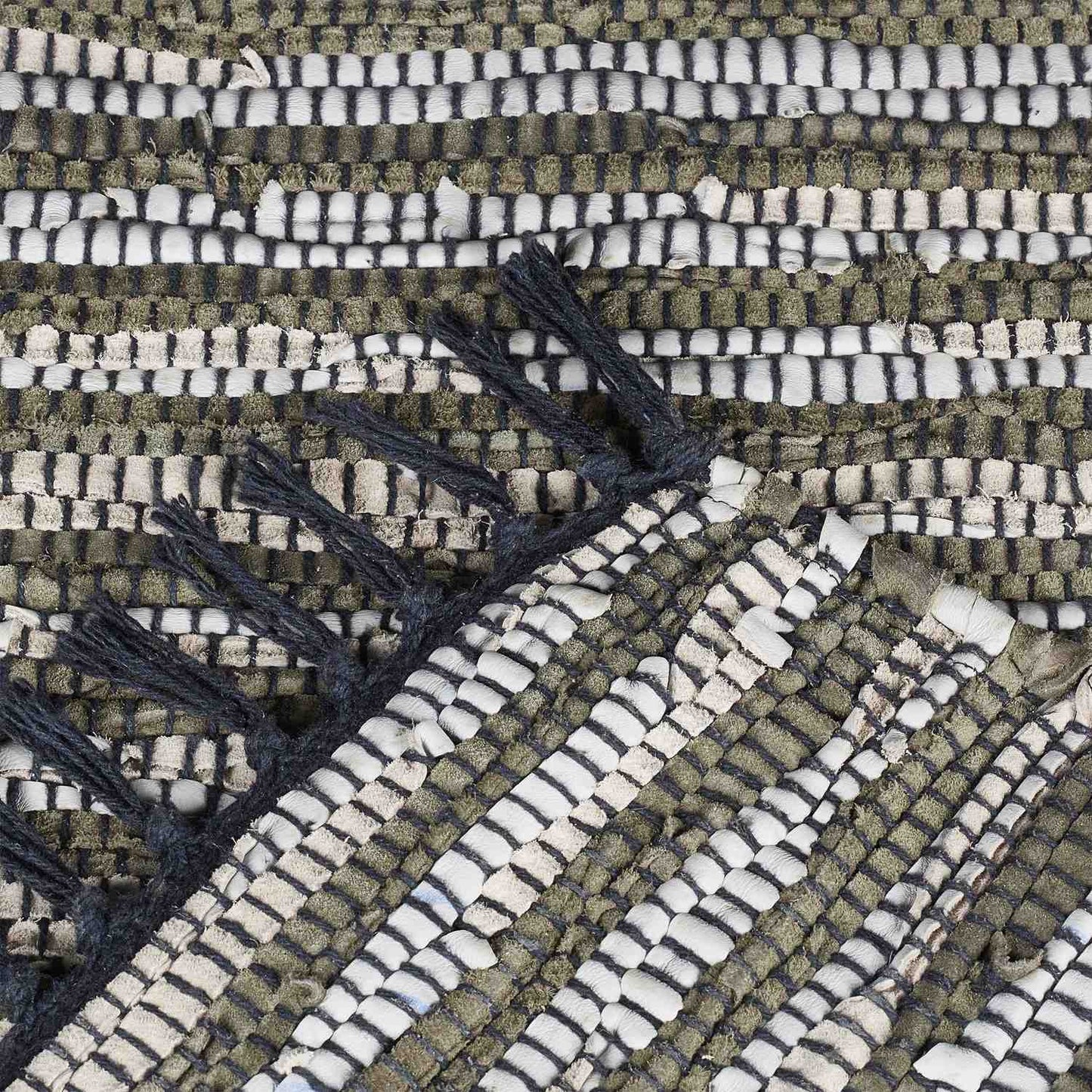 Leather & Cotton Runner Rug 60x100 cm