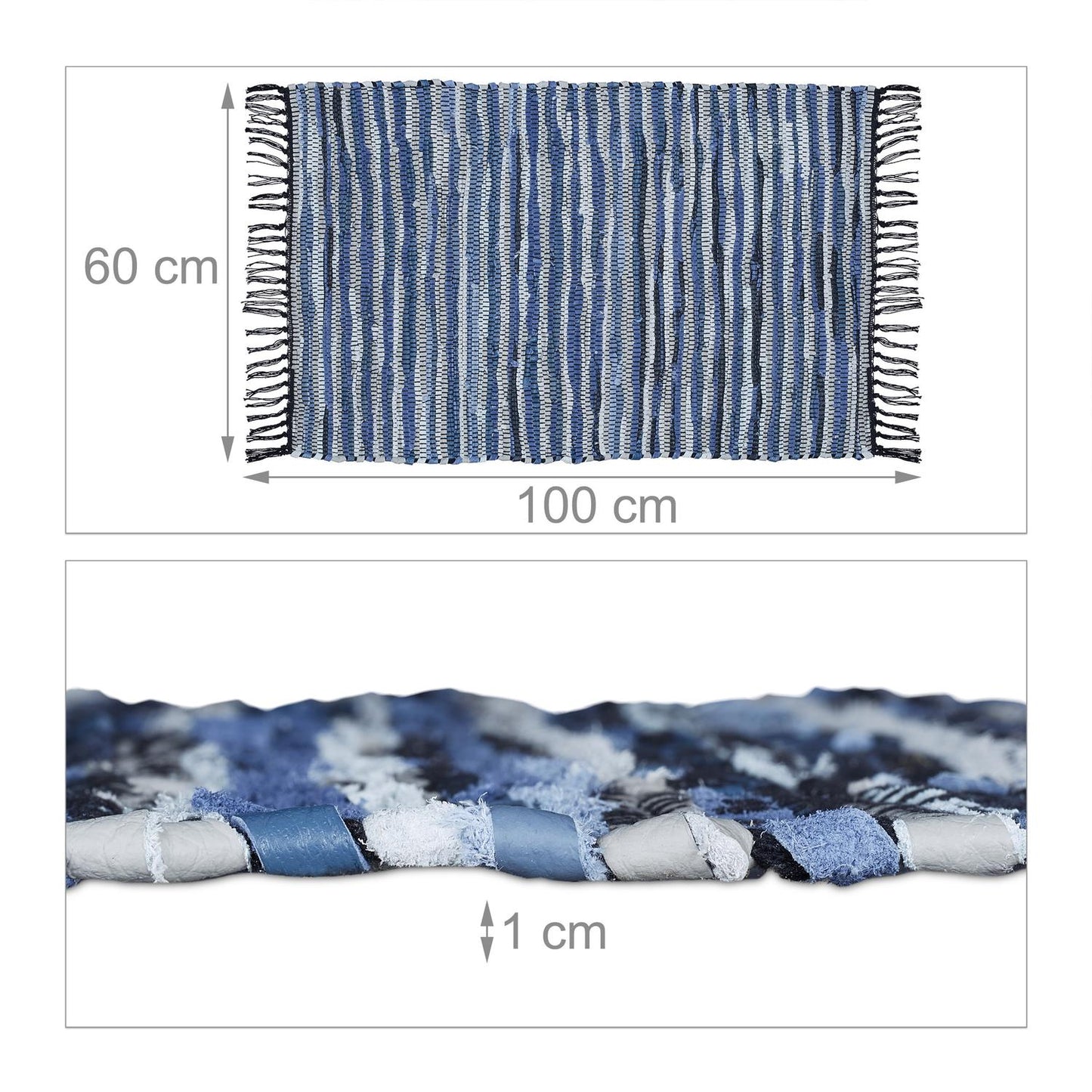 Leather & Cotton Runner Rug 60x100 cm