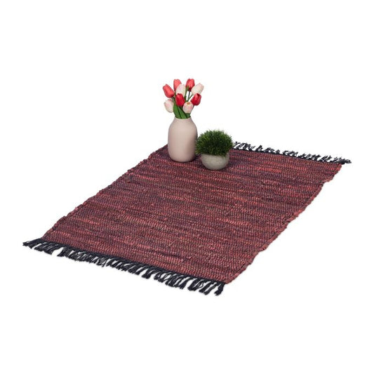 Leather & Cotton Runner Rug 60x100 cm