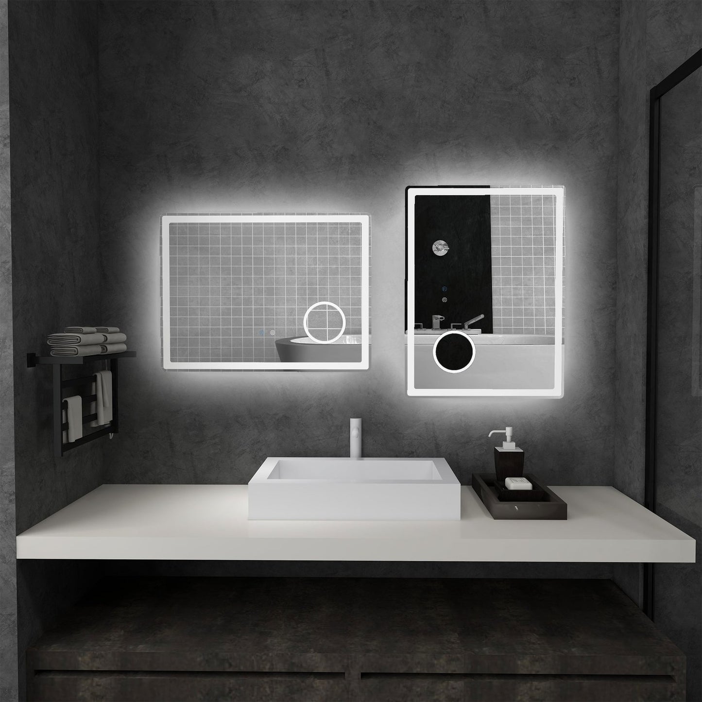 LED bathroom mirror with 3X magnification, Touch, Anti-Fog