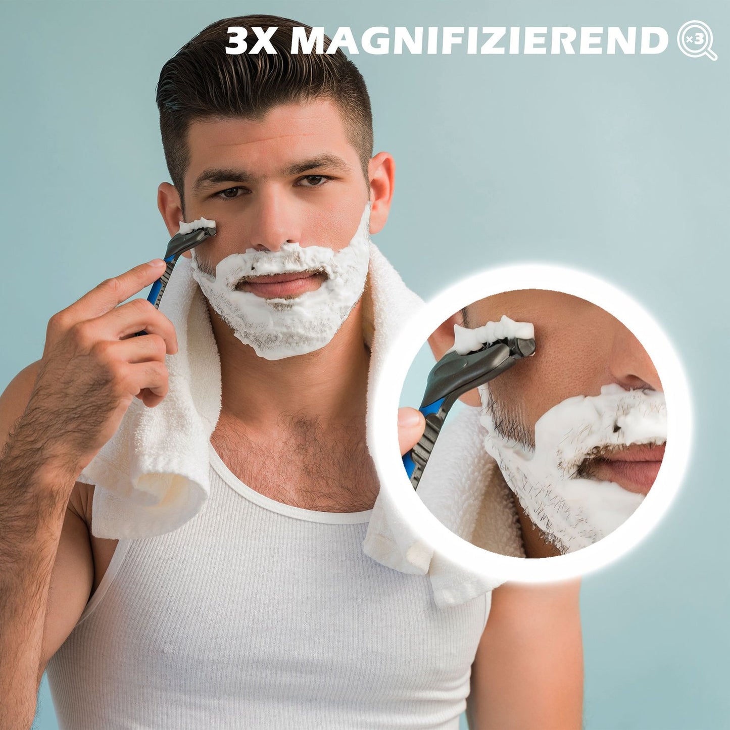 LED bathroom mirror with 3X magnification, Touch, Anti-Fog