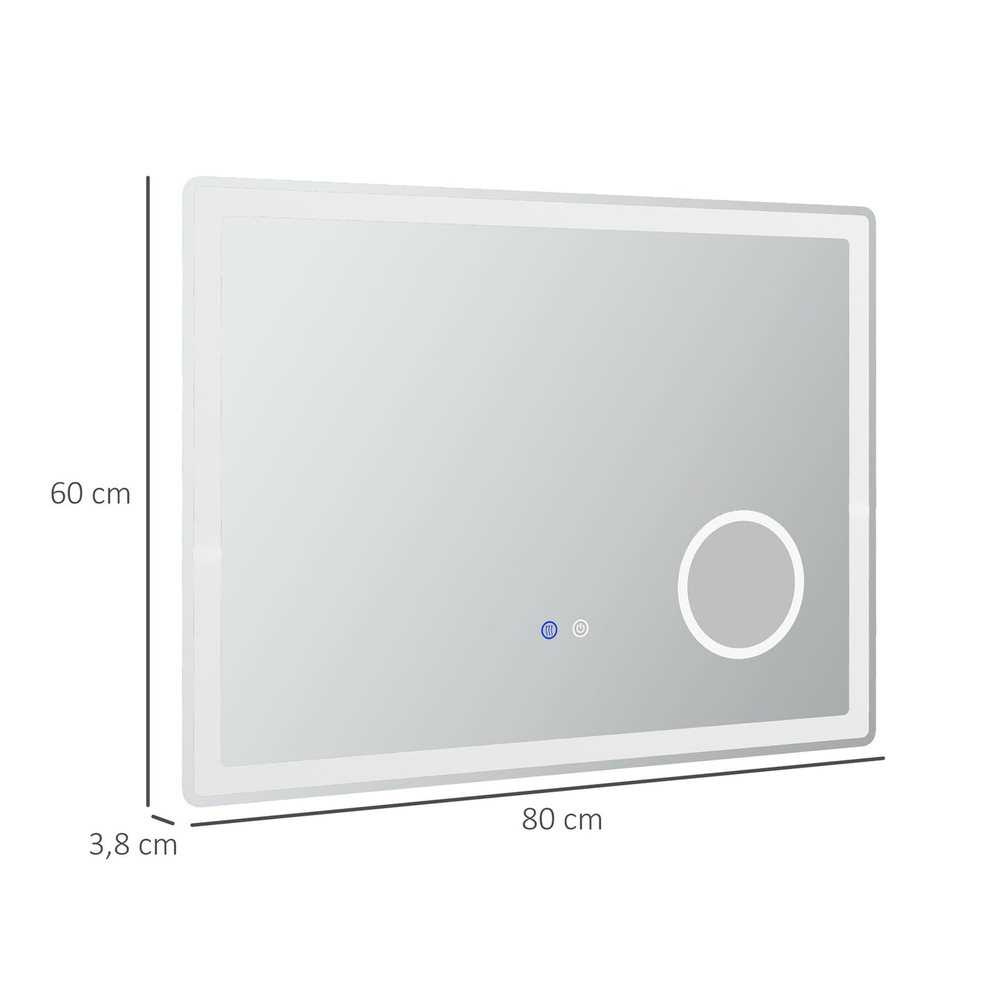LED bathroom mirror with 3X magnification, Touch, Anti-Fog