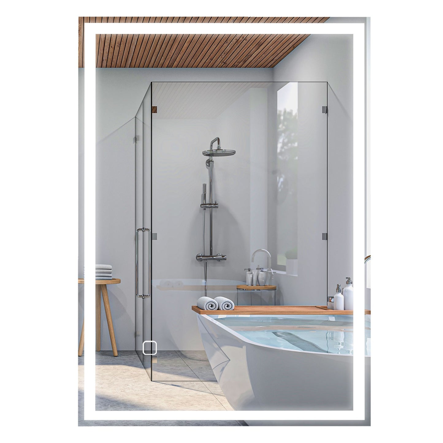 LED Bathroom mirror, 80x60cm, fog-free, Touch Switch