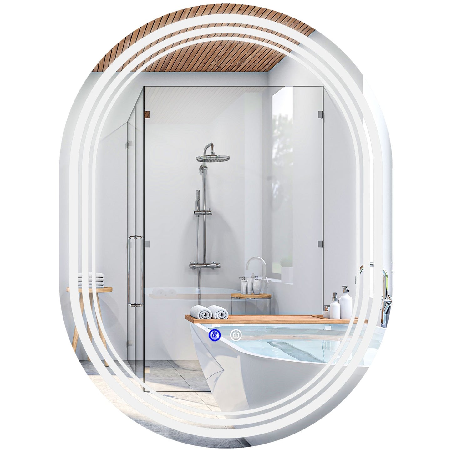LED Bathroom Mirror with Touch Switch, 70x50cm, Anti-Fog
