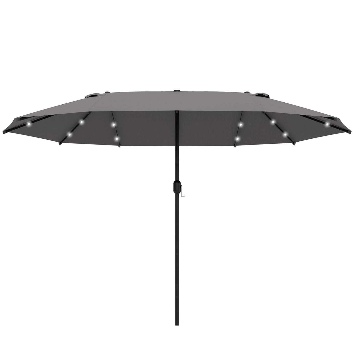 Large LED Garden Umbrella, Oval 440x260cm, Dark Grey