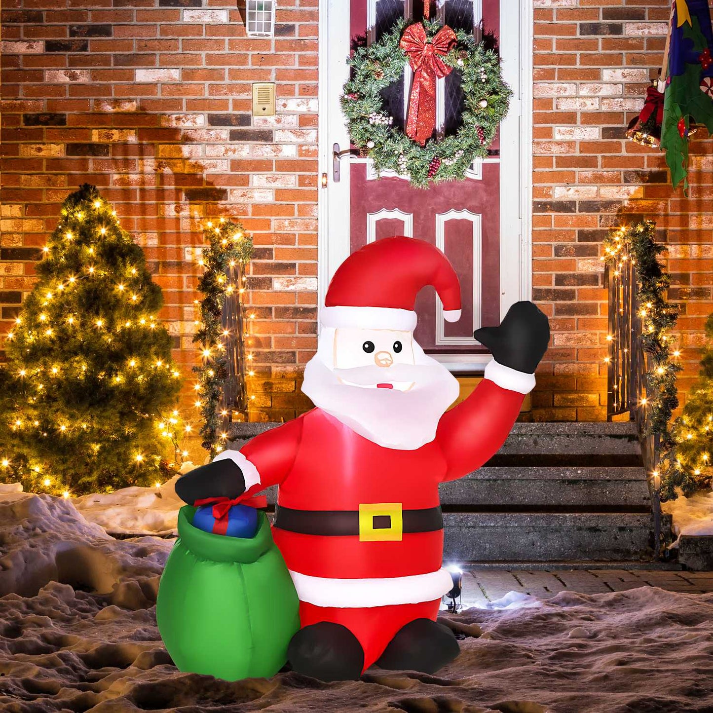LED inflatable Santa Claus & snowman - 70x45x120 cm, warm white