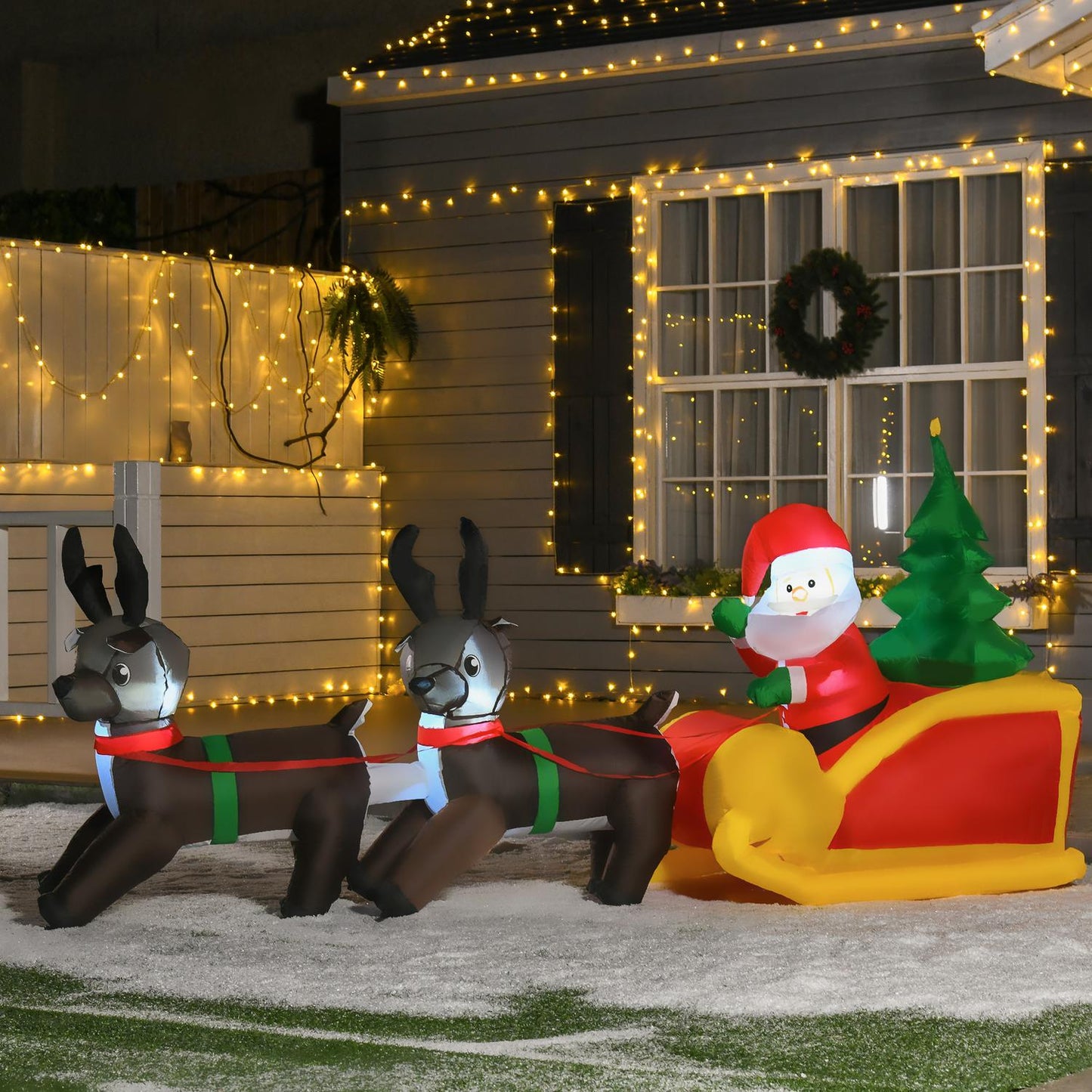 Inflatable LED Santa & Sleigh Christmas Decoration, IP44
