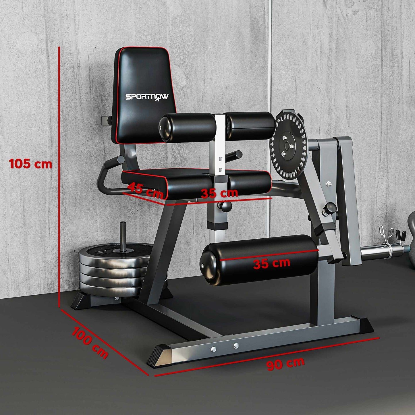 Leg Extension Machine, Adjustable Backrest & Thigh Support, Steel
