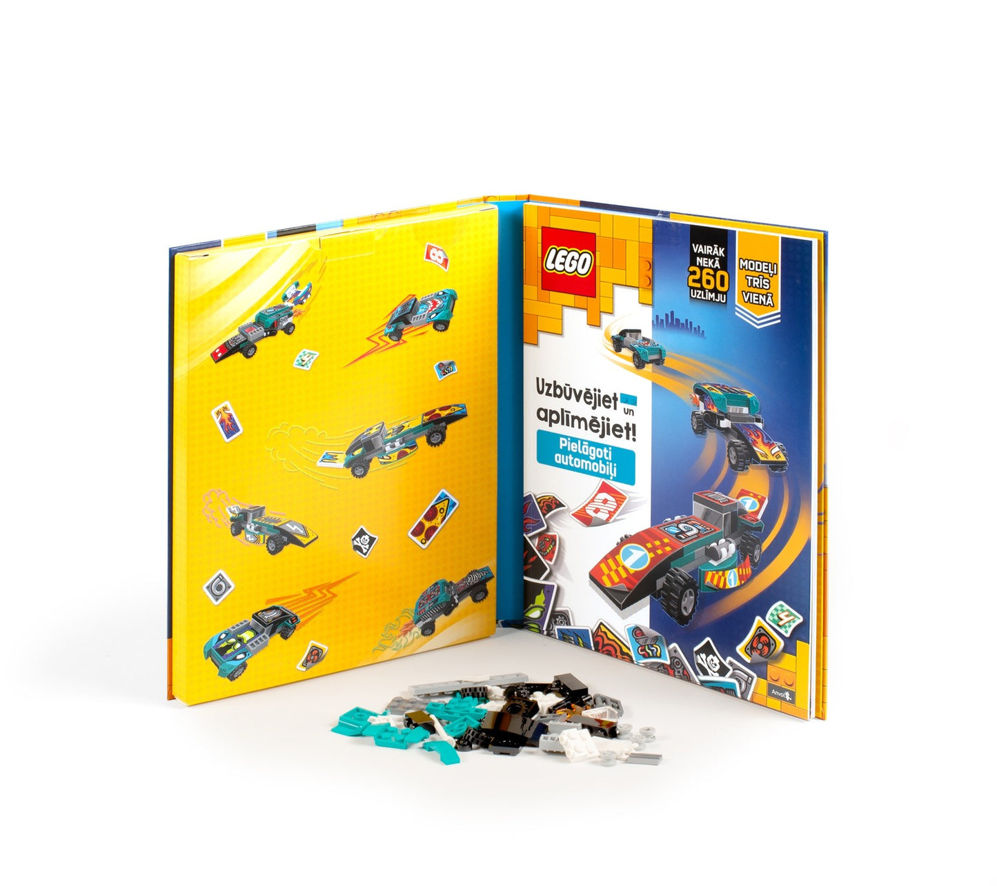 Lego Iconic Activity Book "Build And Stick: Custom Cars"- Latvian