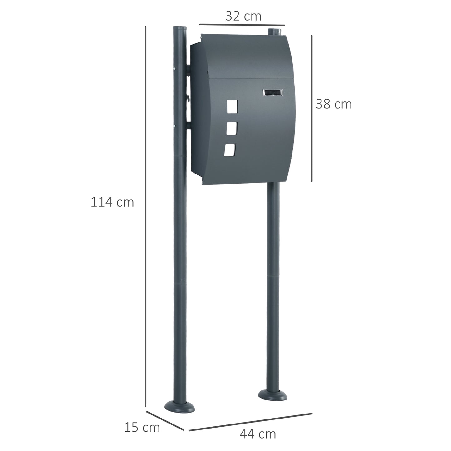 Letterbox with rack, magazine compartment & window, steel