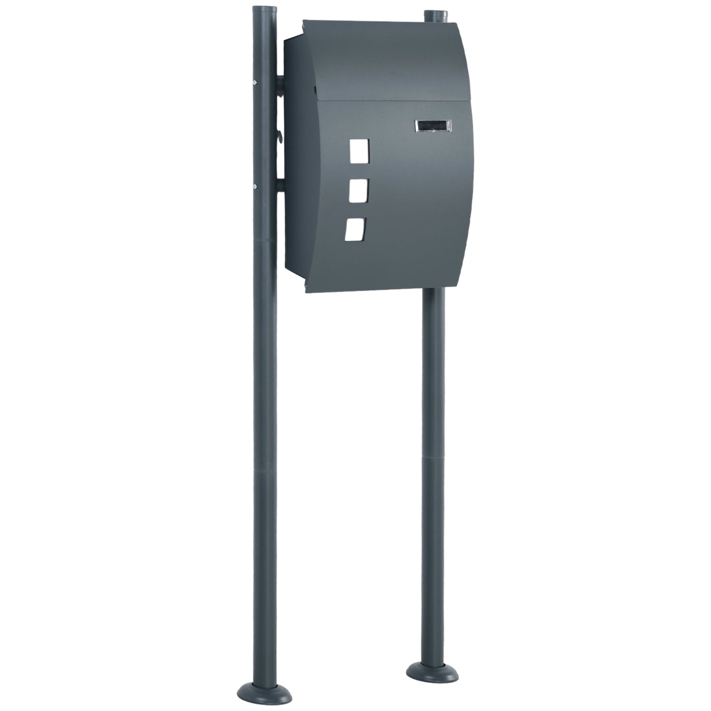 Letterbox with rack, magazine compartment & window, steel
