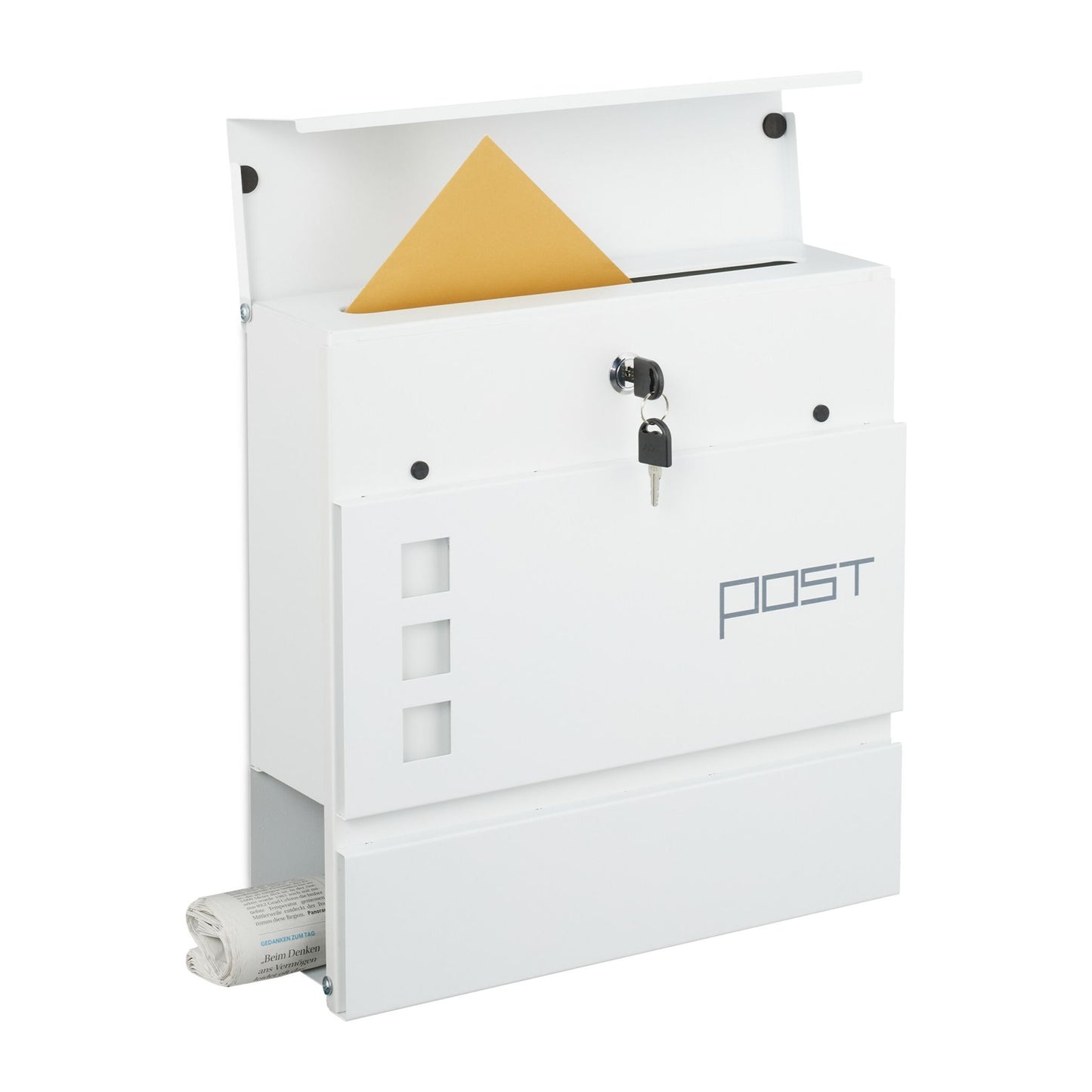 Letterbox with Newspaper Tube – Wall-Mounted, Iron