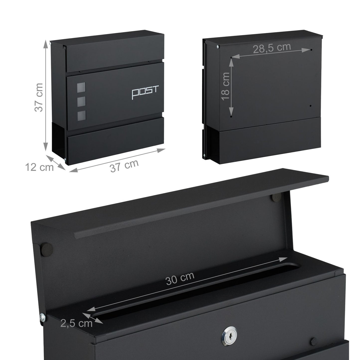 Letterbox with Newspaper Tube – Wall-Mounted Iron Design