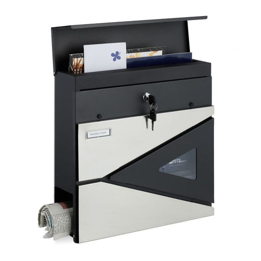 Letterbox with newspaper holder