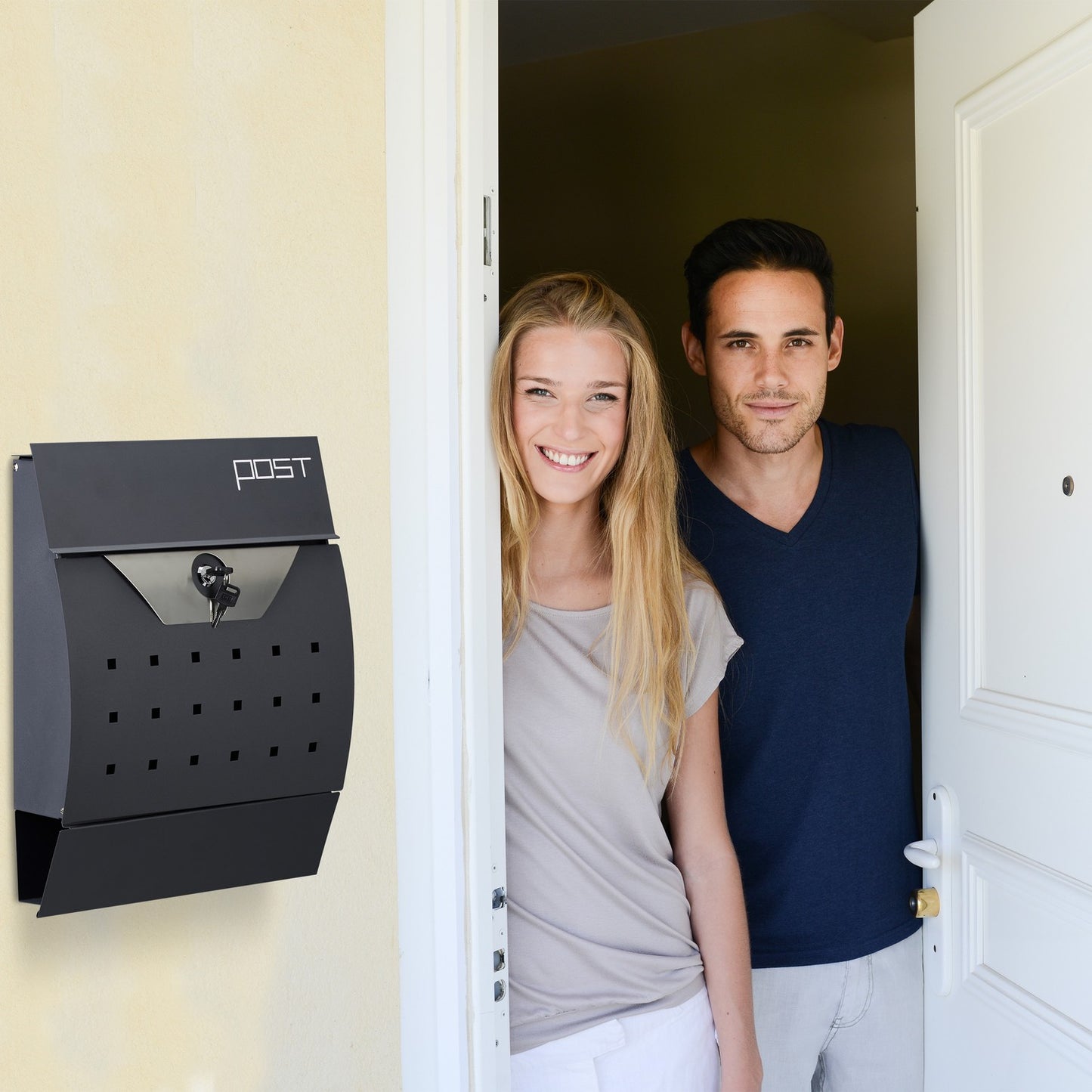 Letterbox with newspaper holder