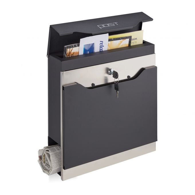 Letterbox with newspaper holder