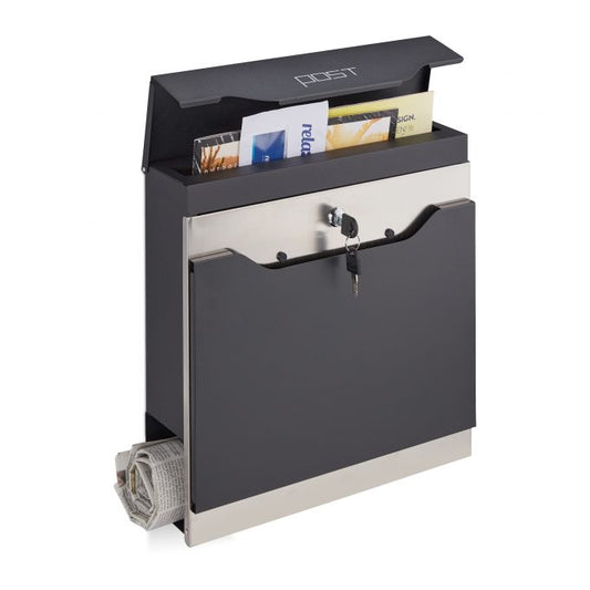 Letterbox with newspaper holder