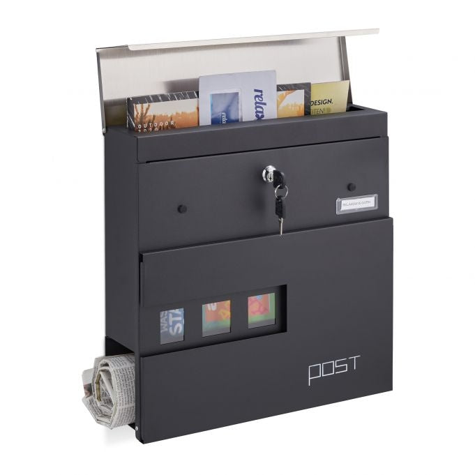 Letterbox with newspaper holder