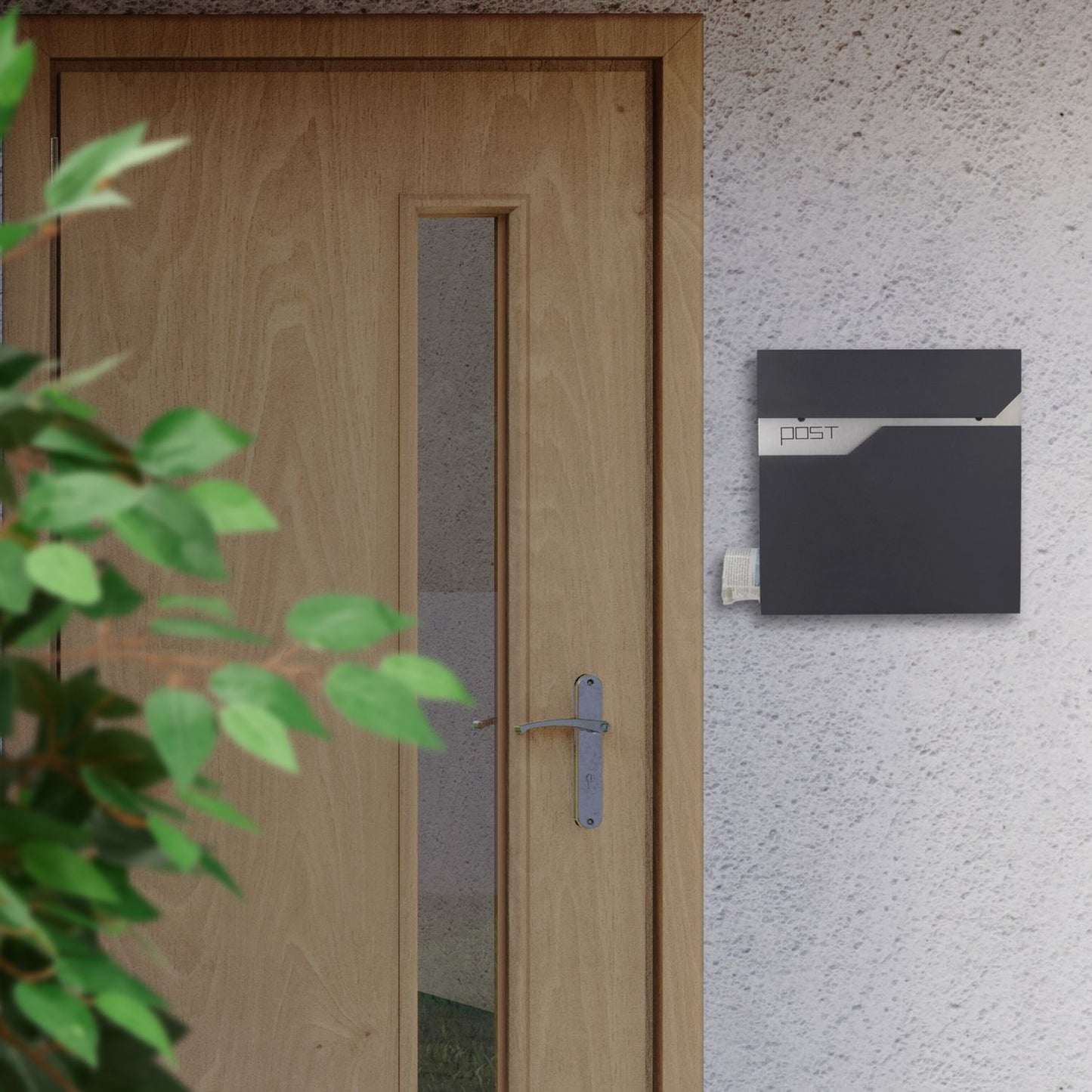 Letterbox with newspaper holder