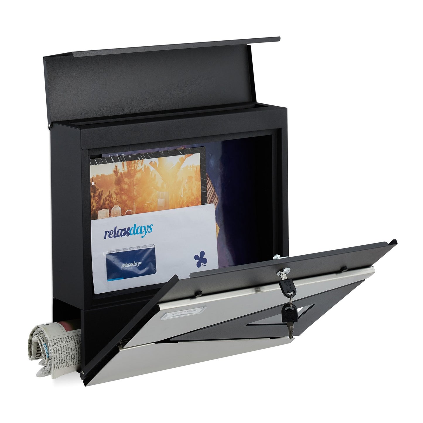 Letterbox with newspaper holder