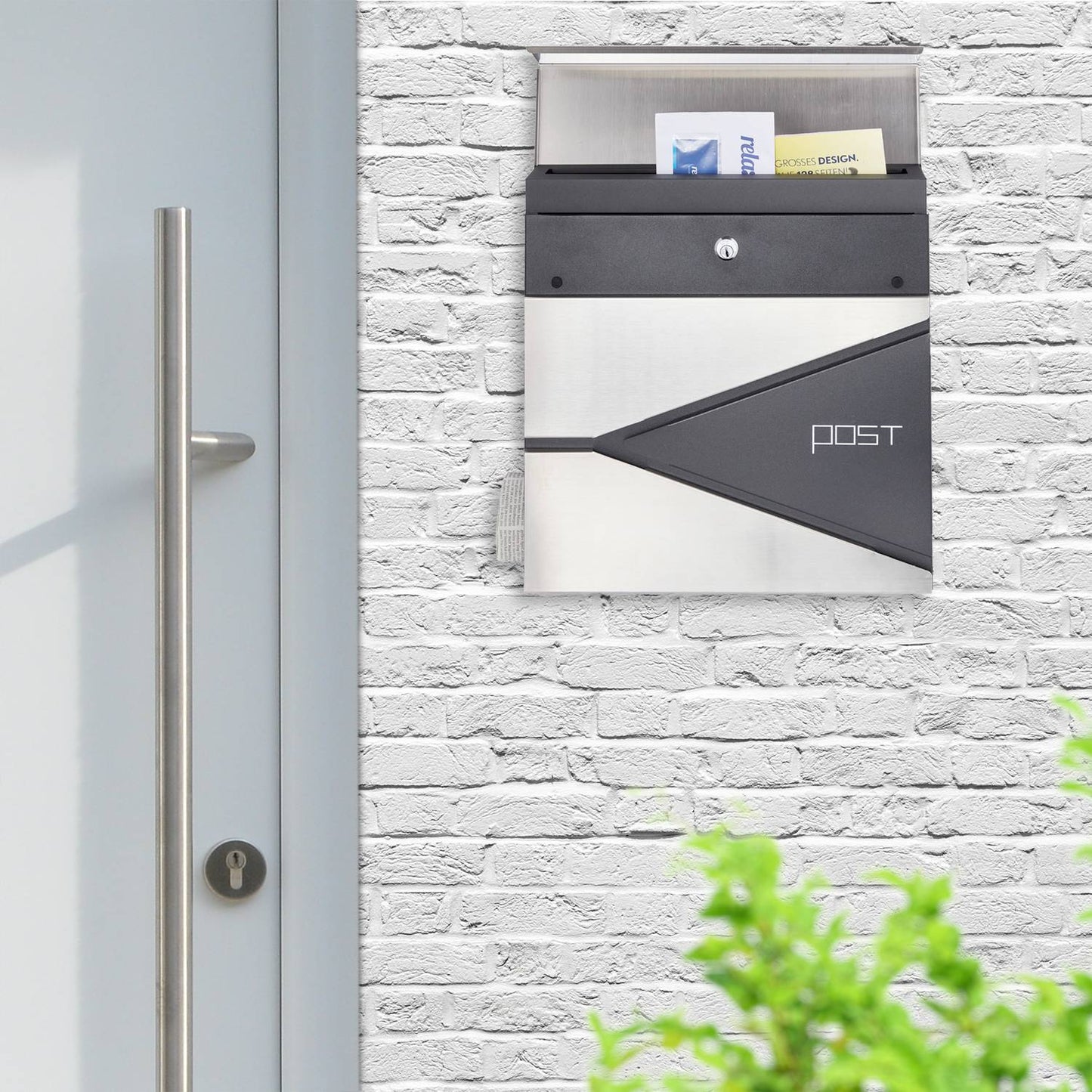 Letterbox with newspaper holder