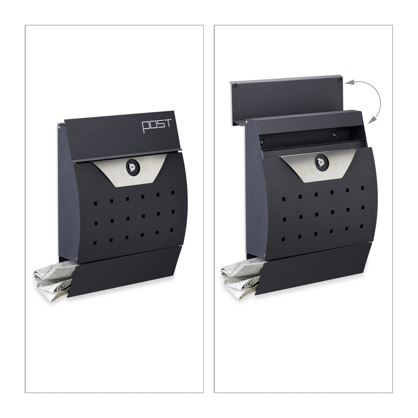 Letterbox with newspaper holder