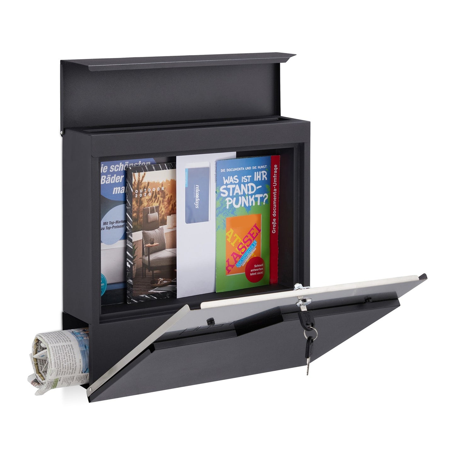 Letterbox with newspaper holder