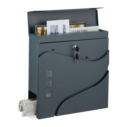 Letterbox with newspaper holder anthracite grey