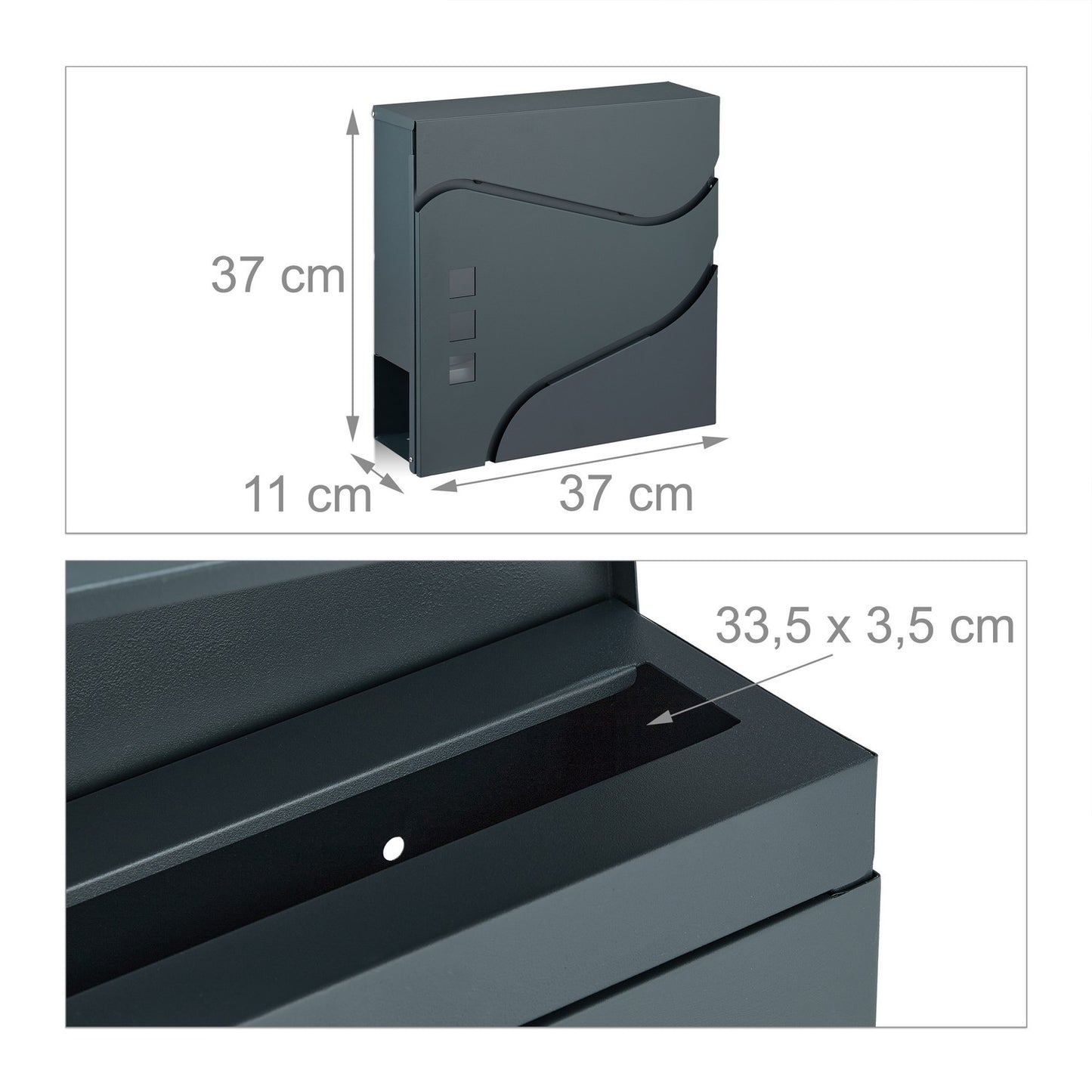 Letterbox with newspaper holder anthracite grey