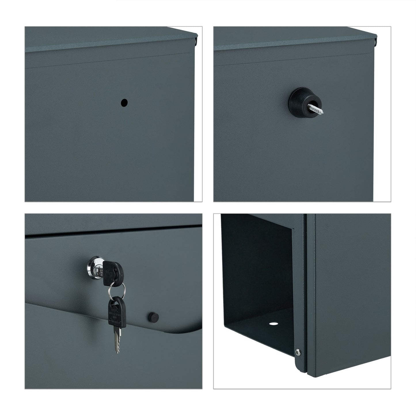 Letterbox with newspaper holder anthracite grey