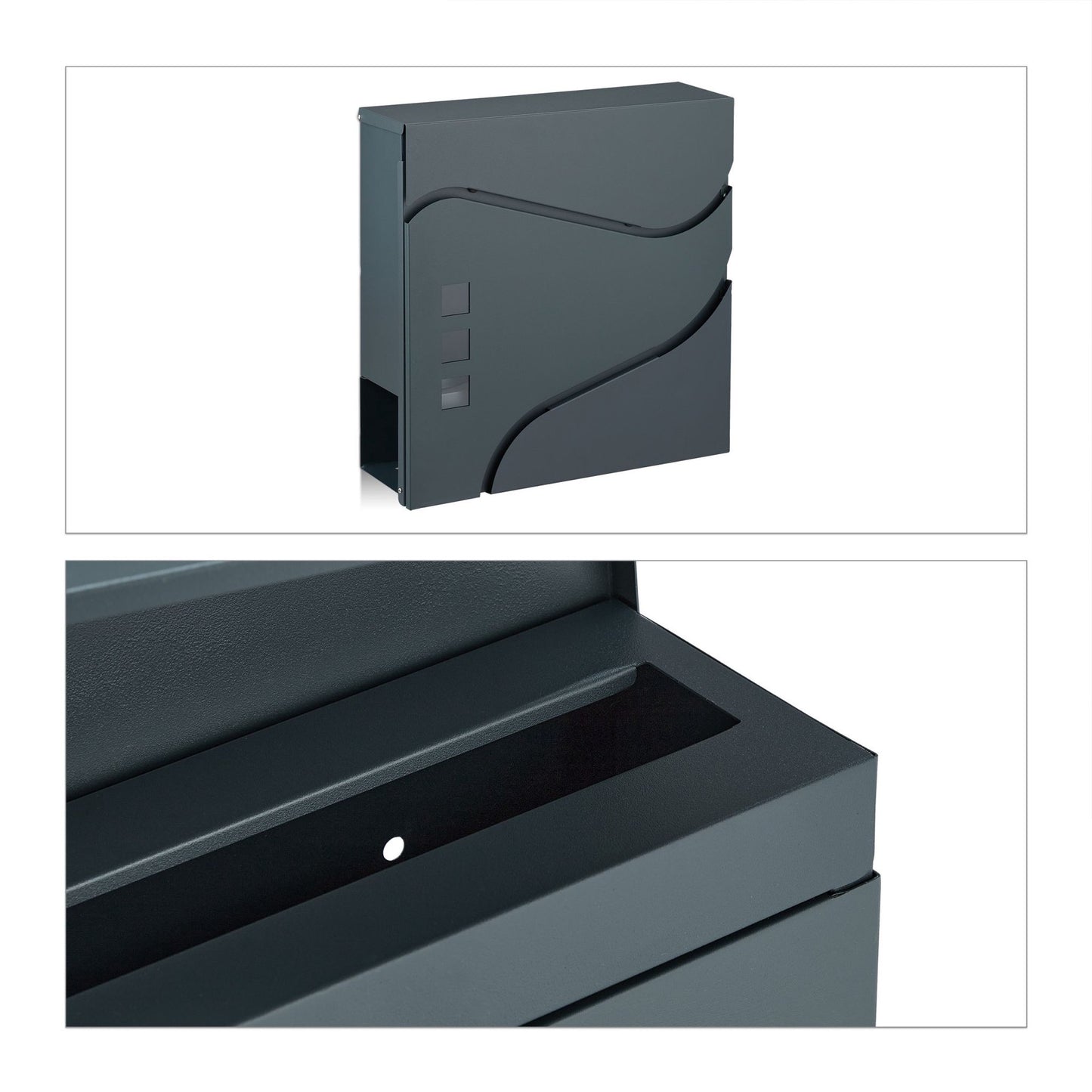 Letterbox with newspaper holder anthracite grey