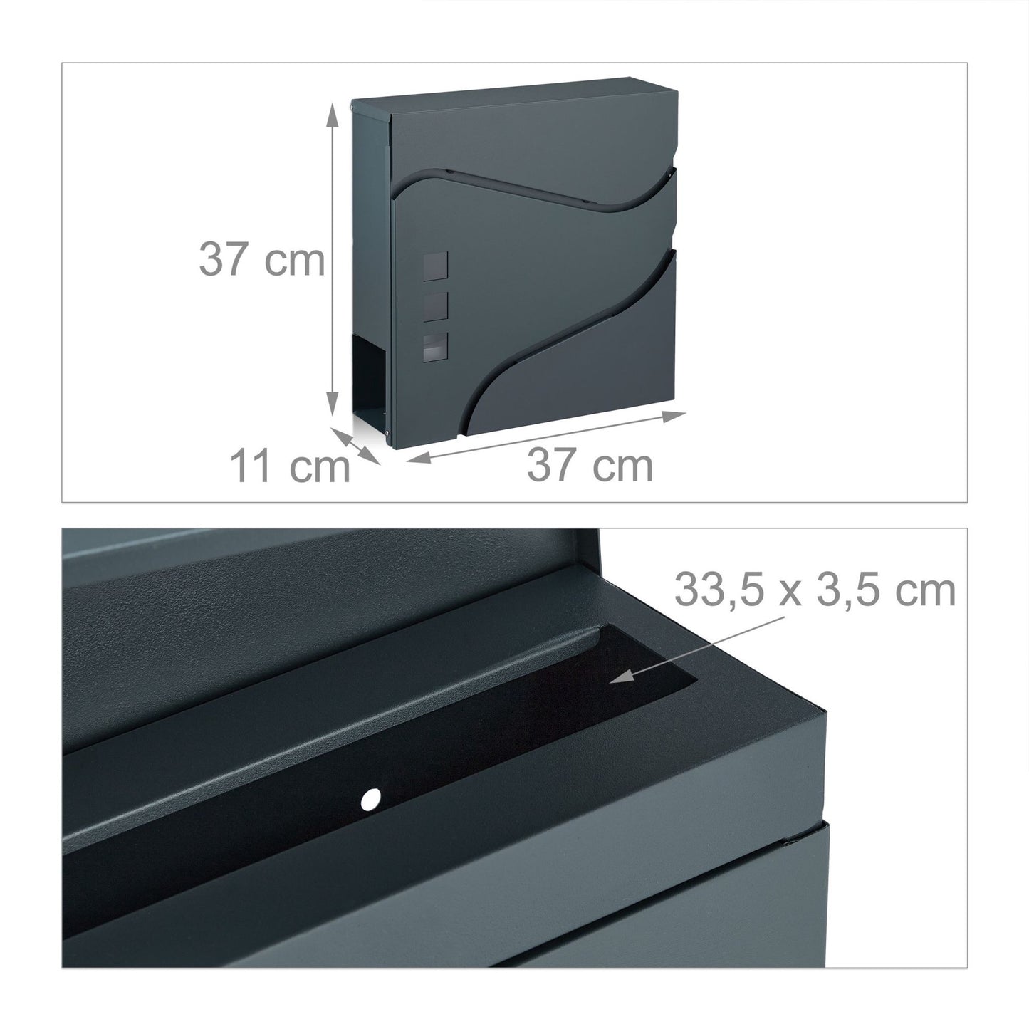 Letterbox with newspaper holder anthracite grey