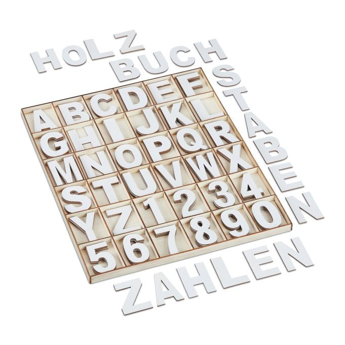 Letters and numbers in wood 144 parts
