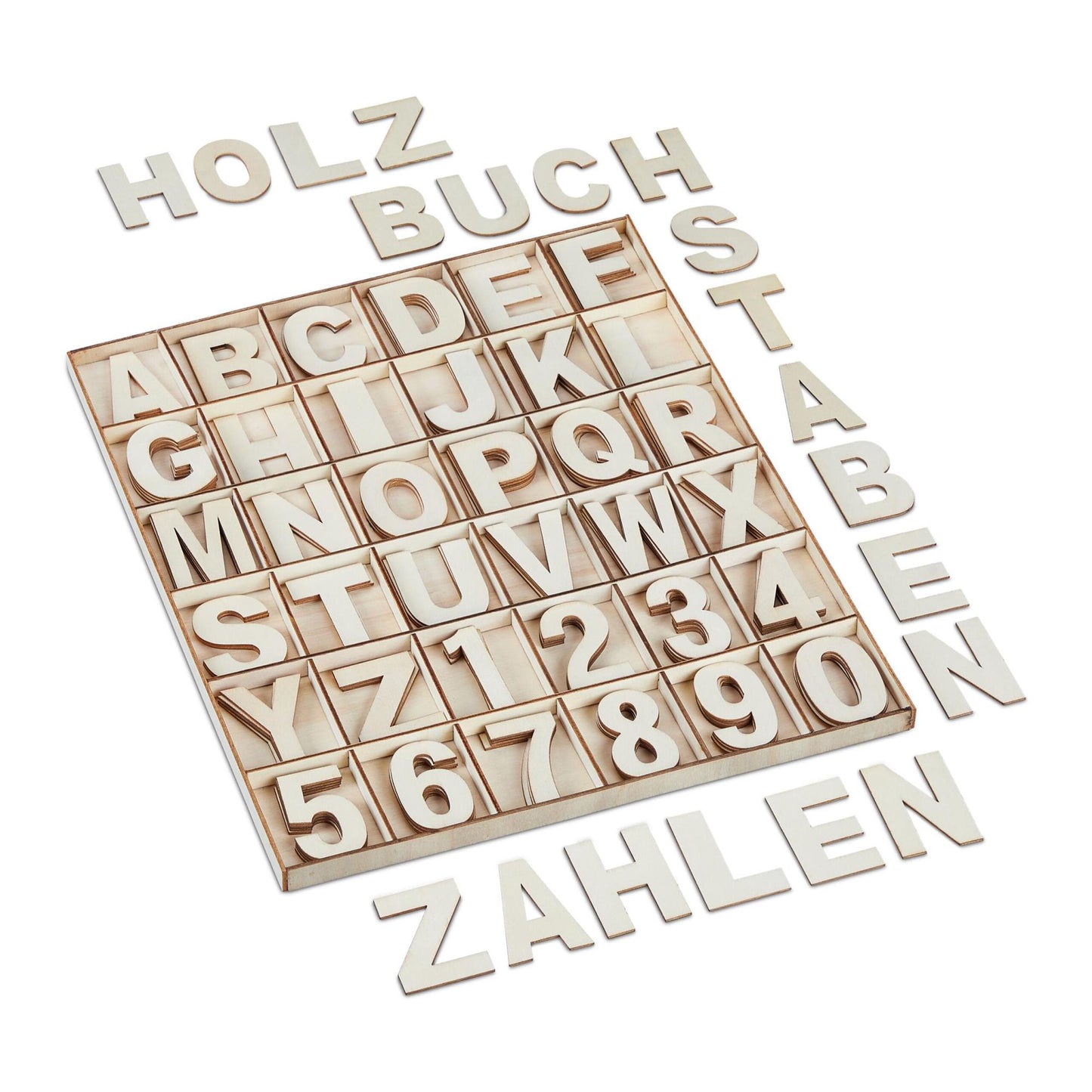 Letters and numbers in wood 144 parts