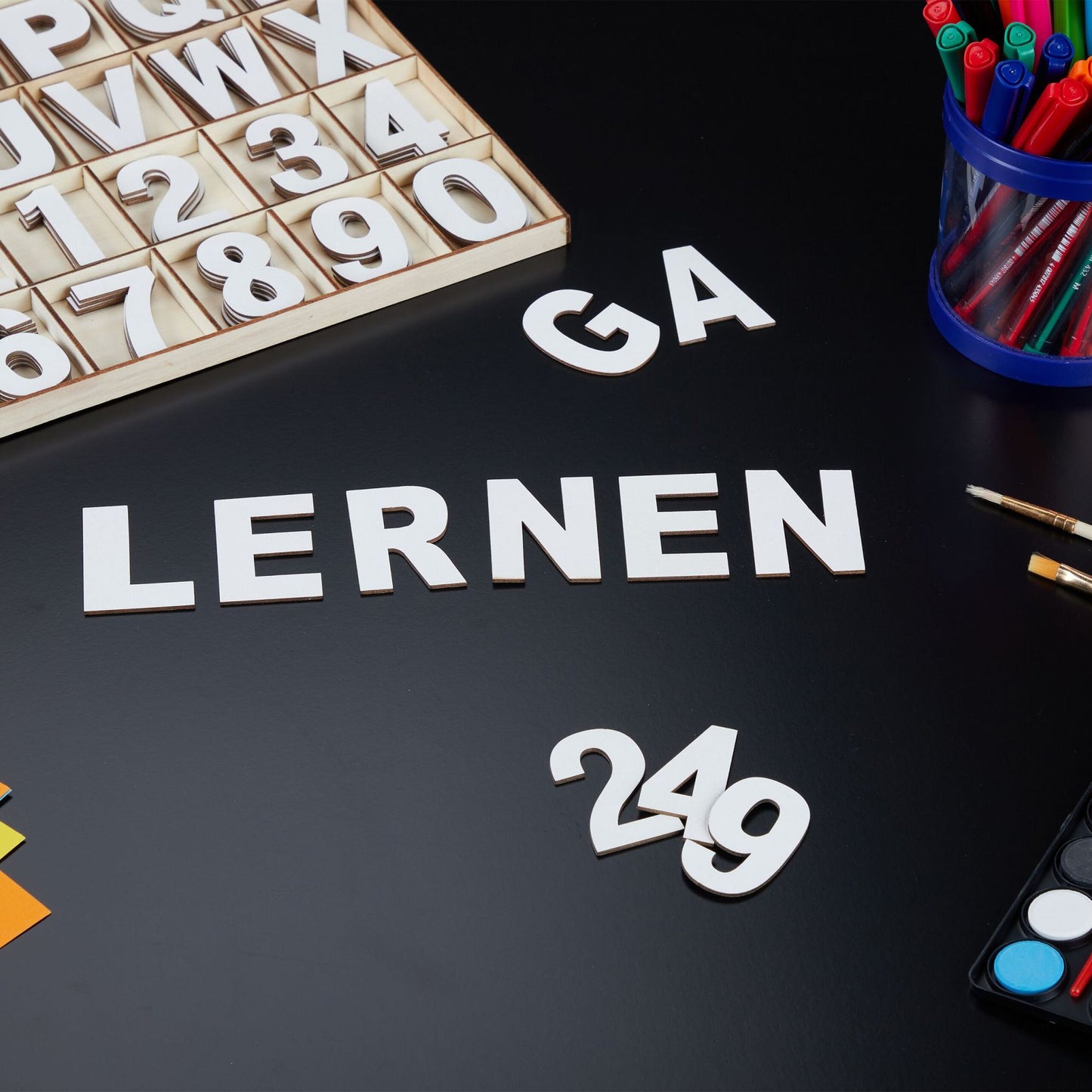 Letters and numbers in wood 144 parts
