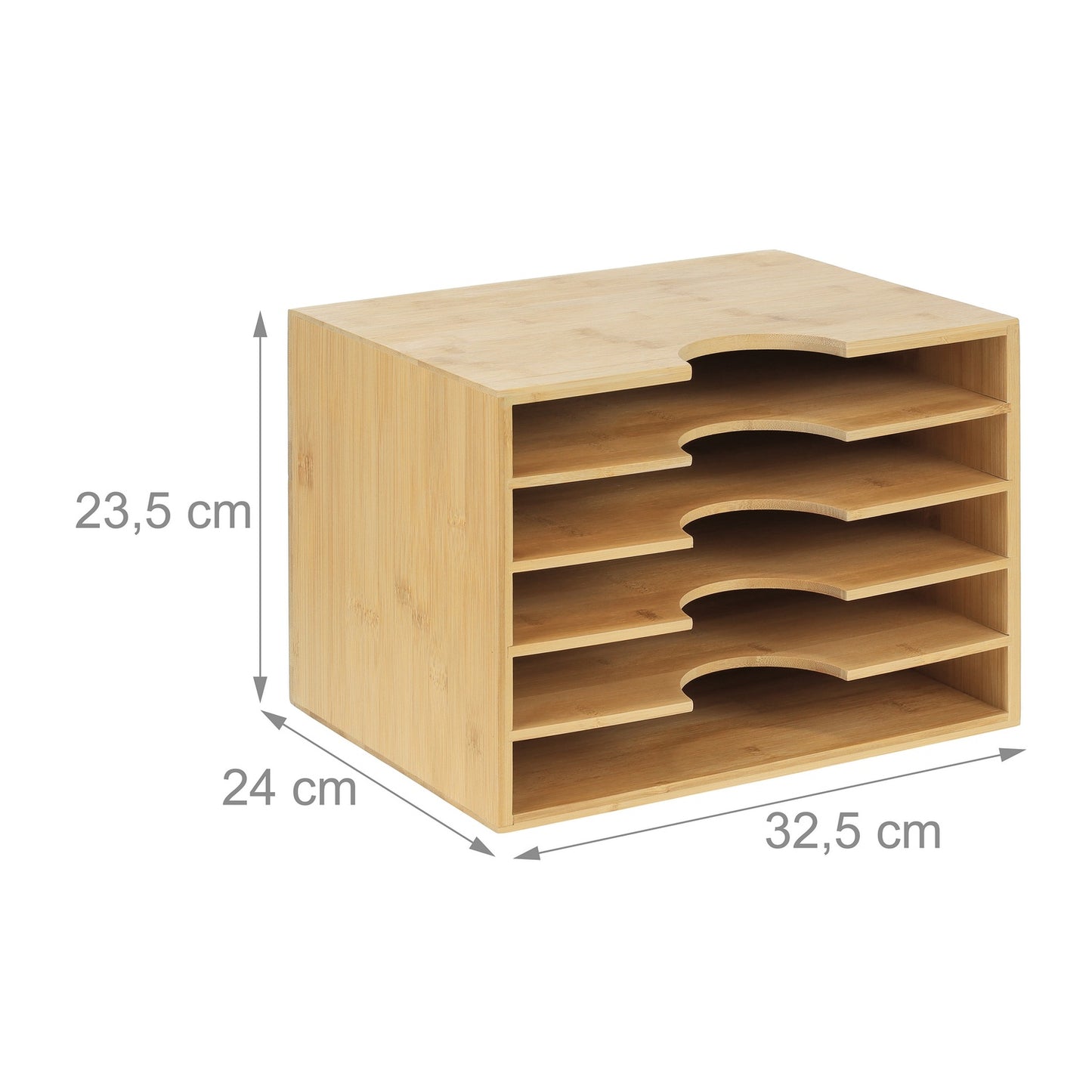 Letter tray in bamboo with 5 compartments