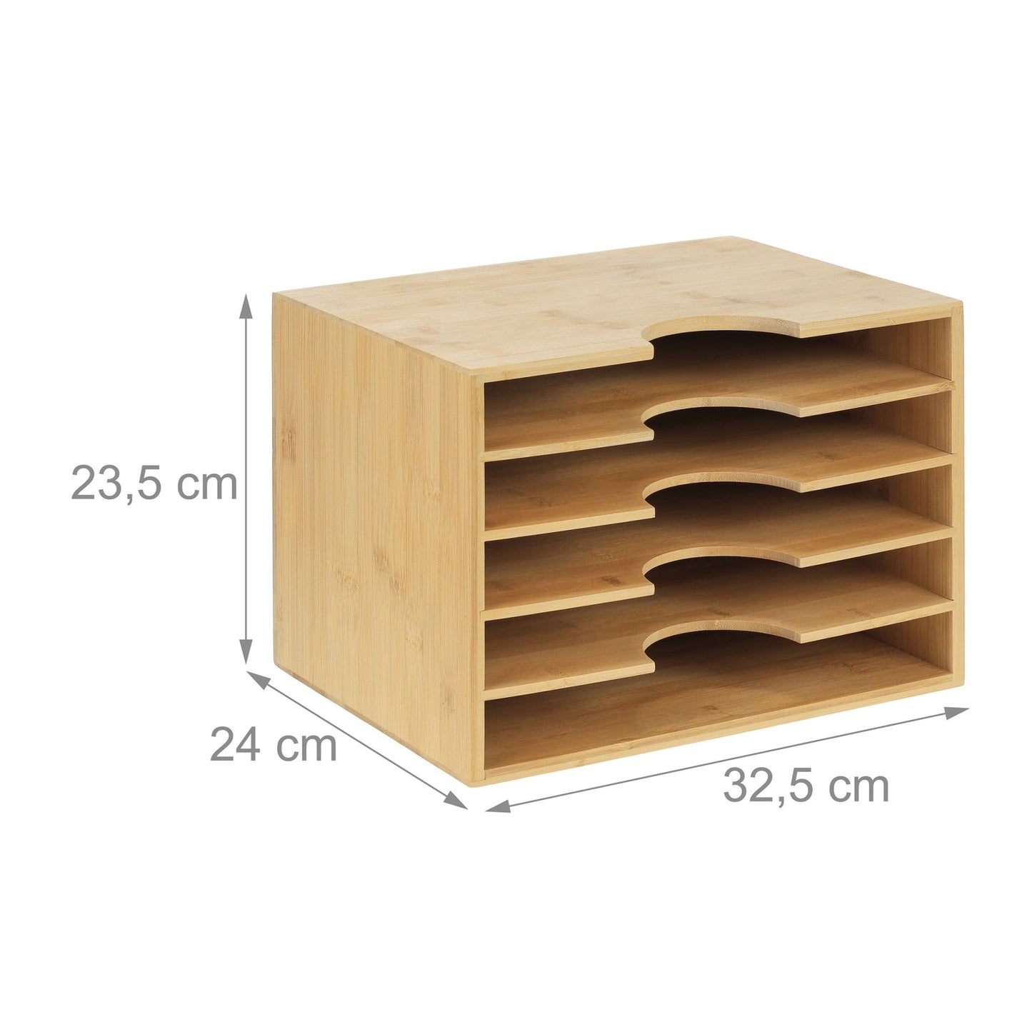 Letter tray in bamboo with 5 compartments