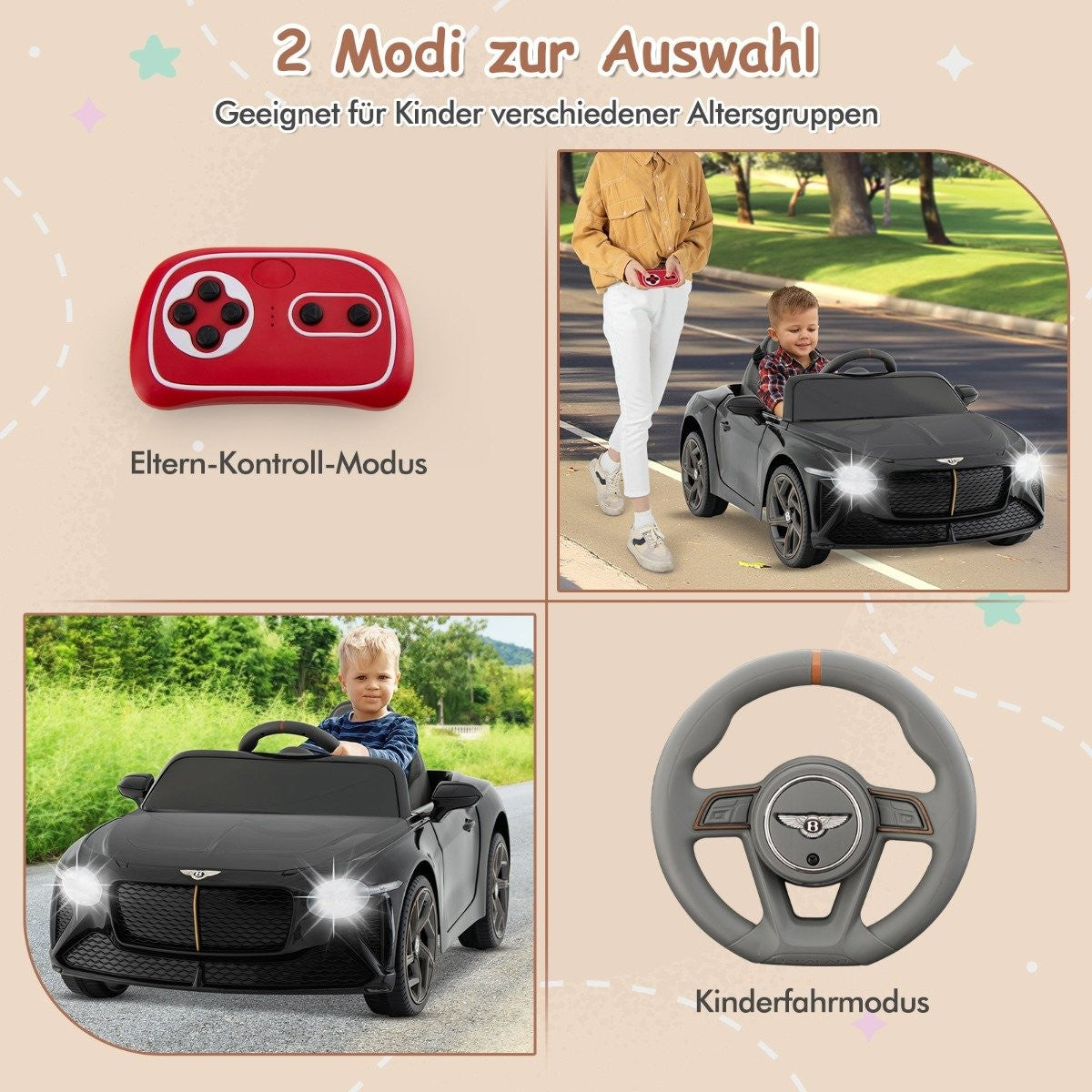 Licensed Bentley Bacalar children's vehicle with remote control & scissor doors & suspension black