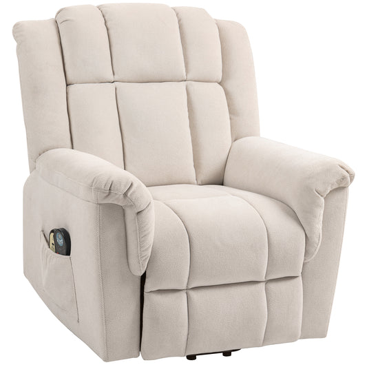 Lift Chair with Massage and Heat, Beige Chenille Fabric