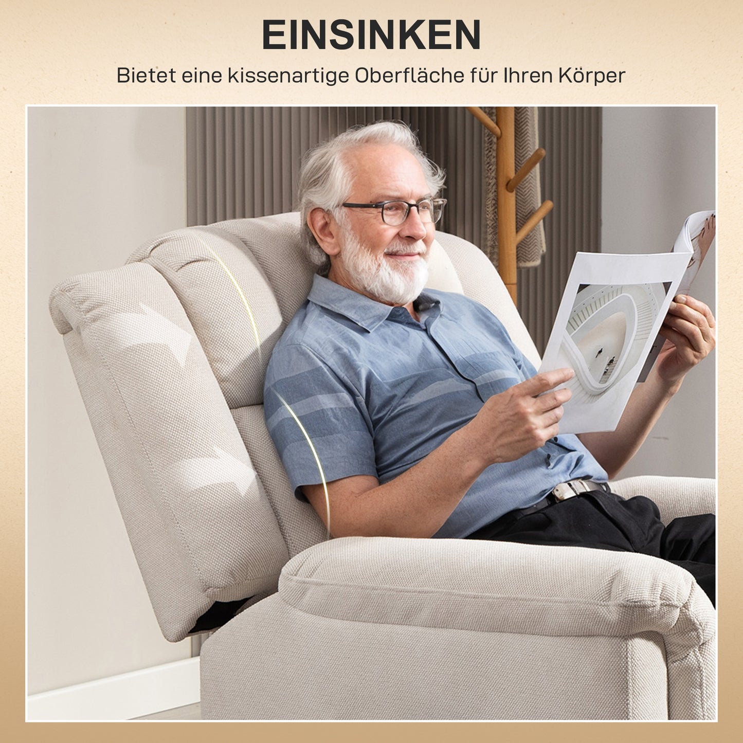 Lift Chair with Massage and Heat, Beige Chenille Fabric
