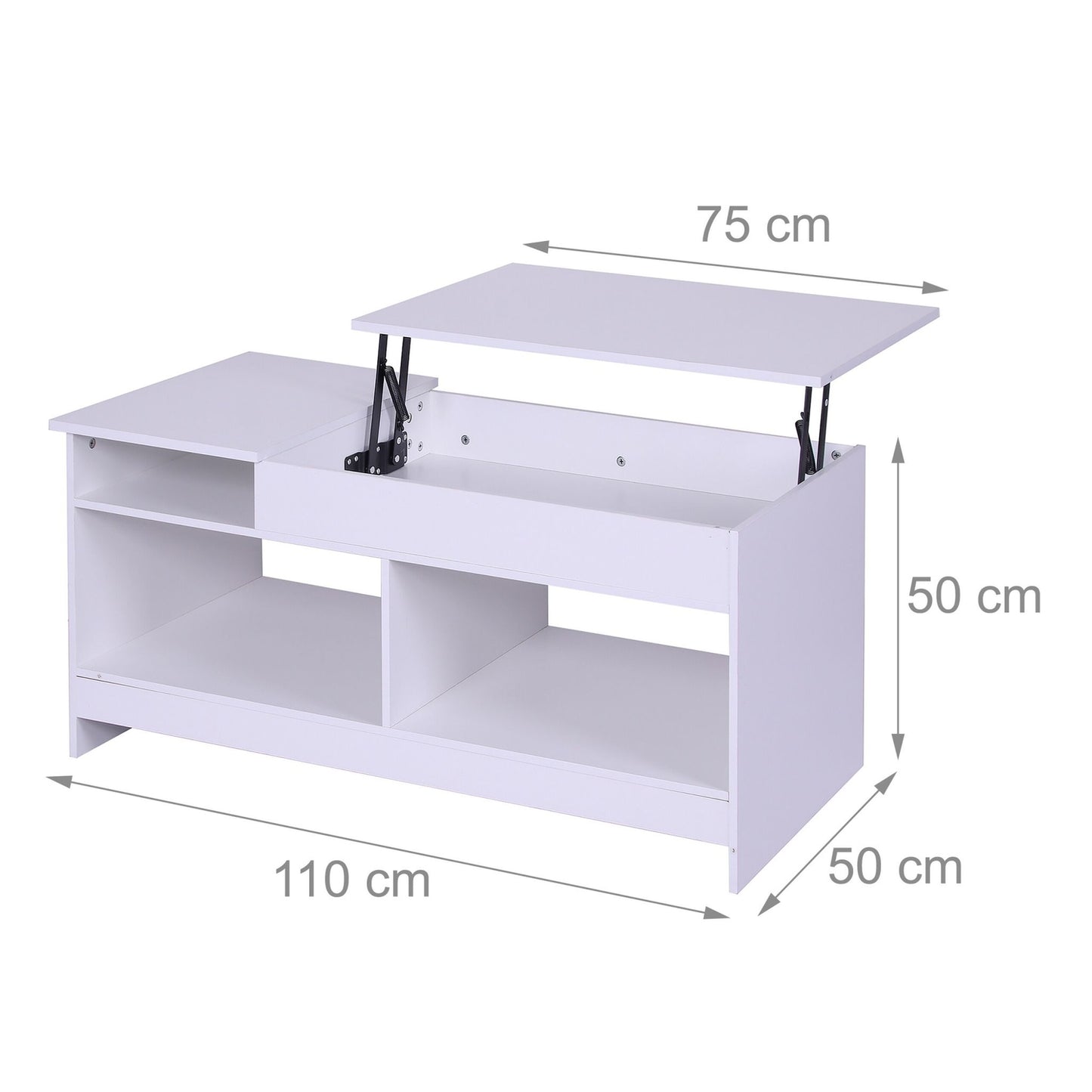 Lift-Top Coffee Table with Storage and Shelves